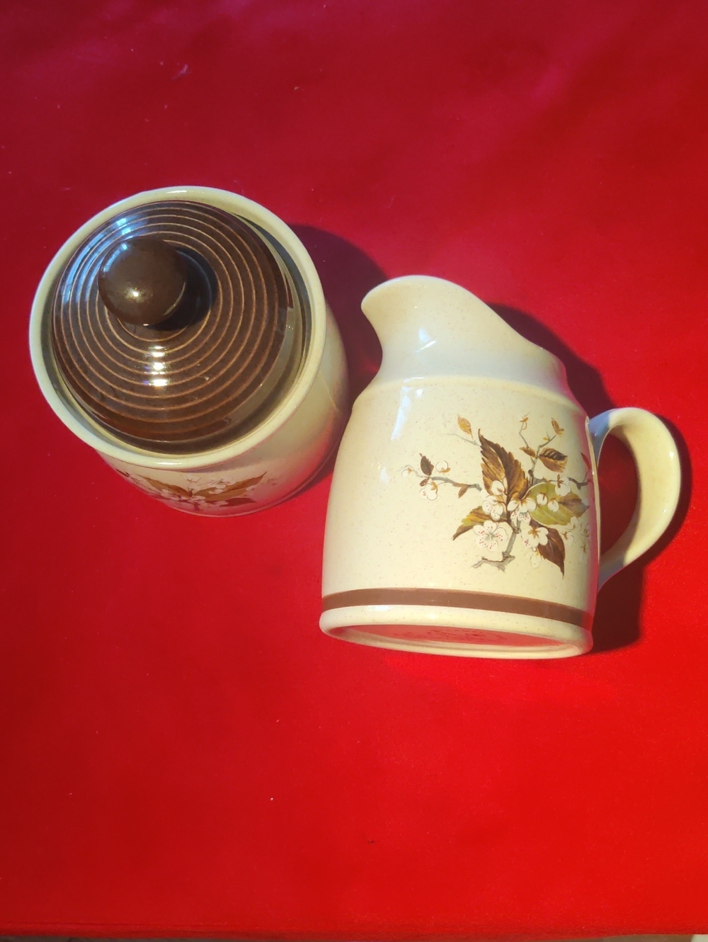 Vintage 70's Royal Doulton Lambethware Wild Cherry Sugar&Creamer Stoneware